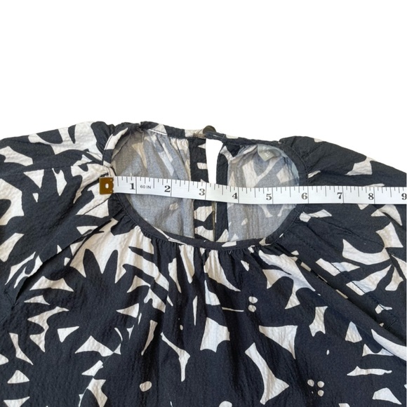 Everlane Black White Floral Seersucker Dress 3/4 Sleeve Pockets XXS - Picture 12 of 15